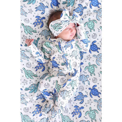 Sea Turtle Splash Zipper Footie