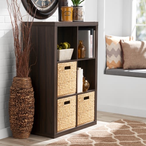 Better Homes & Gardens 6-Cube Storage Organizer, Tobacco Oak