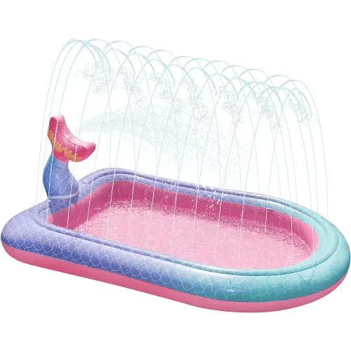 68" Sprinkler & Splash Pad for Kids, Large Outdoor Mermaid Sprinklers Play Mat Summer Water Play Toys Inflatable Sprinkler Pad, Fun Play Pool for Toddlers Babies Over 3 Years Boys Girls - Pink
