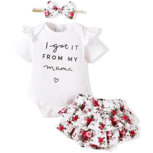 Mioglrie Newborn Infant Baby Girl Clothes Romper Shorts Set Floral Summer Outfits Cute Baby Clothes Girl