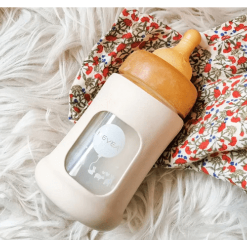Wide Neck Baby Glass Bottle with Sleeve 150ml/5oz - Hevea