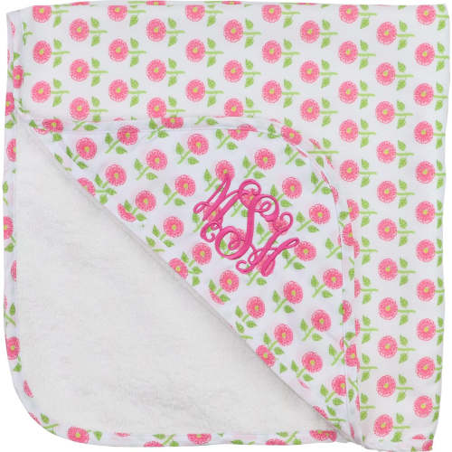 Pink And Green Floral Hooded Towel