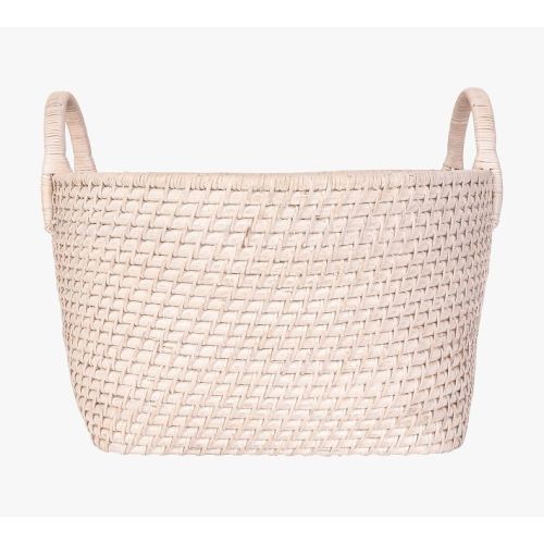 Tava Handwoven Rattan Round Basket With Hoop Handles