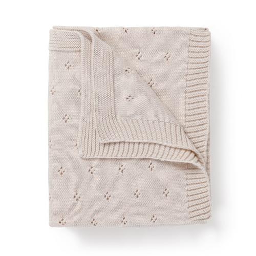 Organic Cotton Pointelle Baby Blanket - Nora Shell