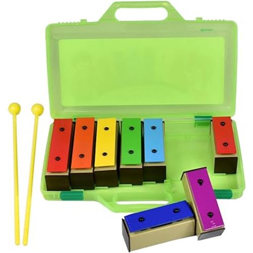 ENNBOM Xylophone Glockenspiel 8 Notes Chromatic Resonator Bells with Green Case