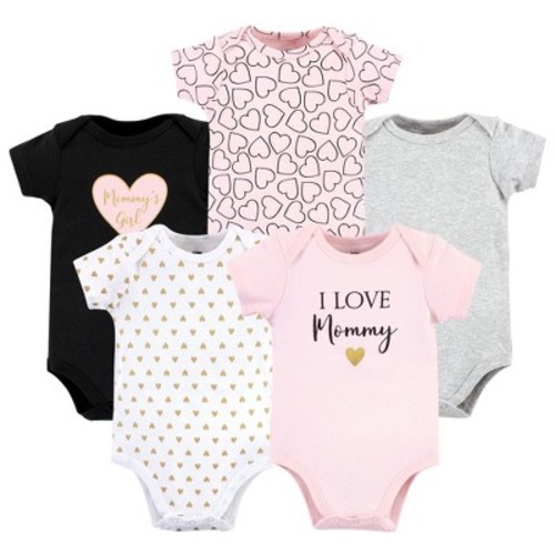 Hudson Baby Infant Girl Cotton Bodysuits, Girl Mommy 5Pk, 9-12 Months