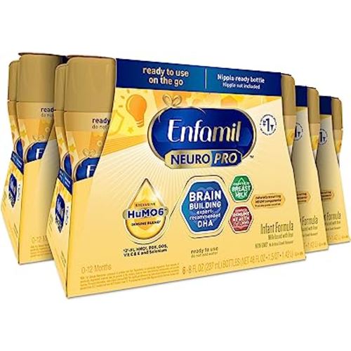 Enfamil NeuroPro Ready to Feed Baby Formula, Ready to Use, Brain and Immune Support with DHA, Iron and Prebiotics, Non-GMO, 8 Fl Oz, 4 Count (Pack of 6), Total 24 bottles