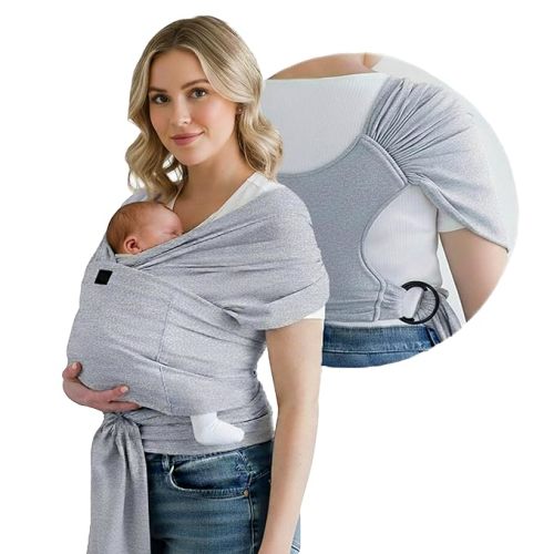 Stylish Black & Gold Baby Carrier Wrap: Comfortable, Soft & Supportive, Adjustable Ring Sling for Mom & Dad, Ideal for Baby Registry, Newborn to Toddler, Baby Shower
