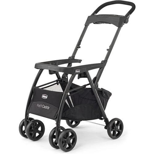 Chicco KeyFit Caddy Frame Stroller, Accepts All Chicco Infant Car Seats, Adjustable Handle, Parent Tray | Black/Black