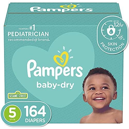 Diapers Size 5, 164 Count - Pampers Baby Dry Disposable Baby Diapers, ONE MONTH SUPPLY (Packaging May Vary)