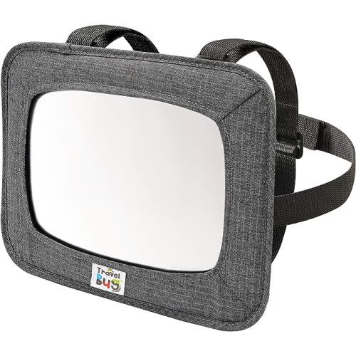Travel Bug Soft Sided Rear & Forward Facing Safety Mirror for Baby & Toddler - Shatter Resistant - Jumbo Baby Car Mirror