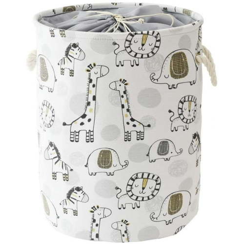 INough Baby Laundry Basket Baby Hamper Kids Laundry Basket, Toy Baskets Nursery Hamper for Boys, Kids Storage Basket Safari Nursery Decor Baby Clothes Hamper with Drawstring Closure(Giraffe)