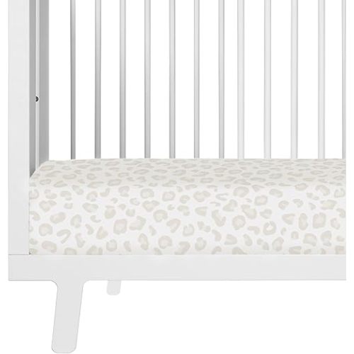 MakeMake Organics Organic Crib Sheet GOTS Certified Organic Cotton Crib Sheet Fitted with Pillowcase (14"x19") Buttery Soft Breathable Hypoallergenic Leopard Spots (28"x52", Wild)