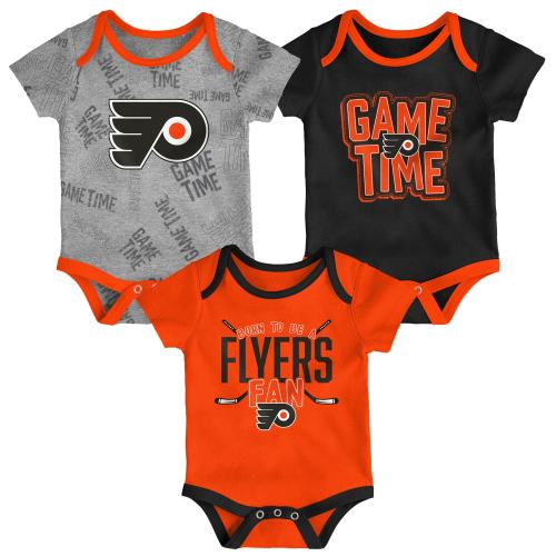 Newborn & Infant Philadelphia Flyers Orange/Black/Heathered Gray Game Time Three-Piece Bodysuit Set