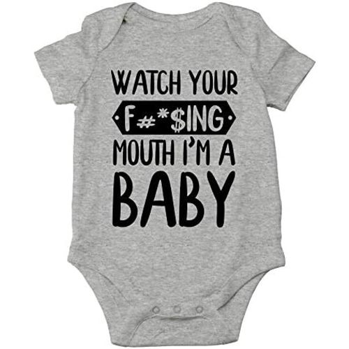 CBTwear Watch Your Mouth, I'm A Baby - Baby Clothes - Funny Newborn Bodysuit Outfits for Boys and Girls