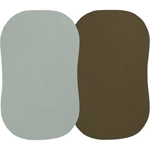 100% Organic Cotton Bassinet Sheets Compatiable with All Halo Bassinest, 2 Pack Jersey Knit Fitted Sheet for Baby Boy and Girl, Olive and Sage