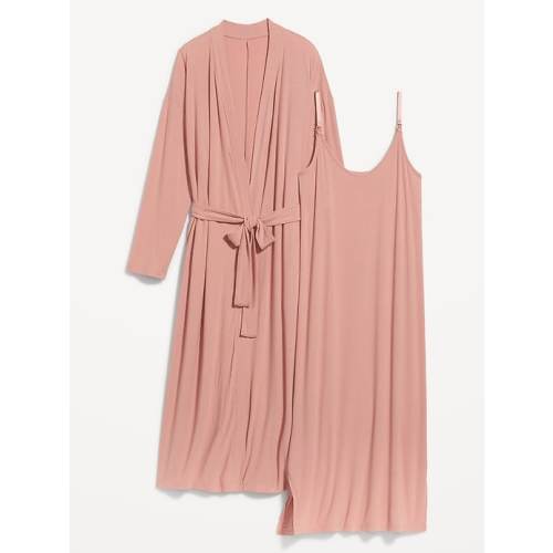 Maternity Sunday Sleep Rib-Knit Robe & Nursing Nightgown Set