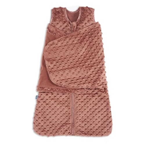 HALO Sleepsack Swaddle, 3-Way Adjustable Swaddle Blanket, TOG 3.0, Velboa, Cedar Plush Dots, Small, 3-6 Months