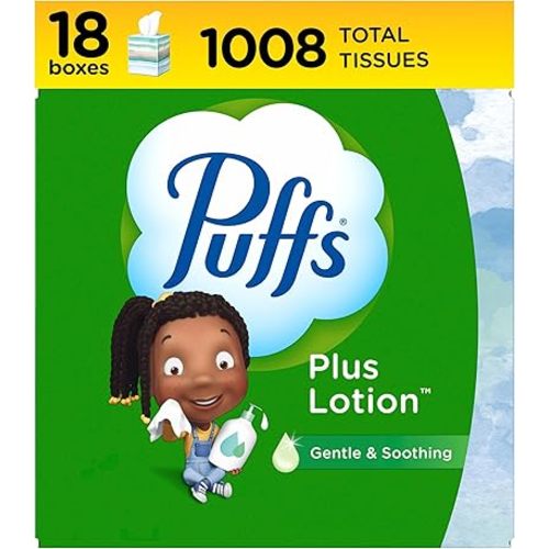 Puffs Plus Lotion Facial Tissue, 18 Cubes, 56 Tissues Per Box