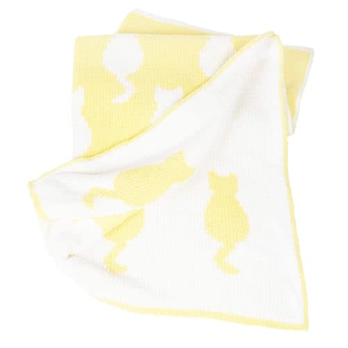 Tadpoles Ultra Soft Reversible Chenille Baby Blanket, for Baby Boys and Girls, Cats, Yellow, 30 x 40 inch