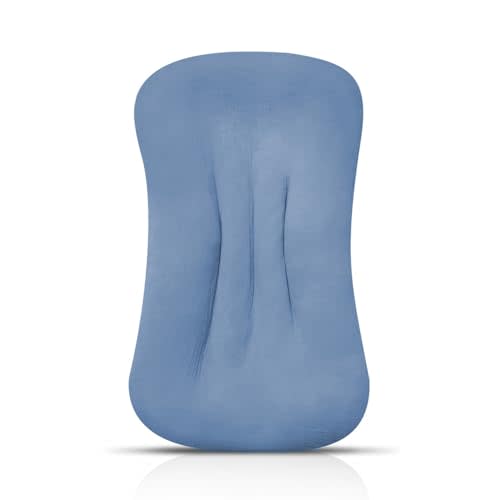 Muslin Baby Lounger Cover Organic Cotton Removable Slipcover Fits Infant Lounger Pillow Soft Comfortable Newborn Padded Lounger Cover Floor Seat Cover for Boys and Girls (Sky Blue)