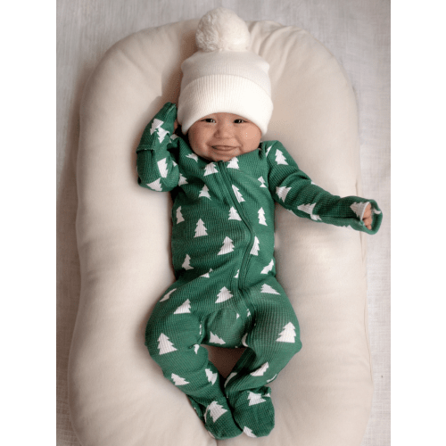 Organic Waffle 2-Way Zip Footie, Spruce Trees – SpearmintLOVE