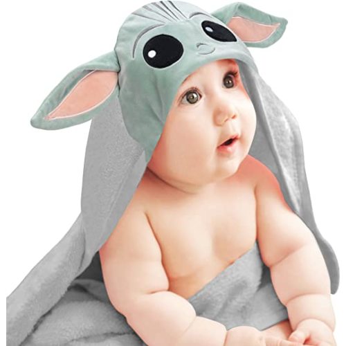 Lambs & Ivy Star Wars The Child/Baby Yoda/Grogu Gray Hooded Baby Bath Towel