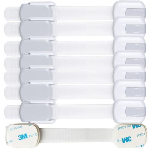 Child Proof Baby Safety Locks For Cabinet Locks Extra 3M Adhesive No Screws For Drawers Cupboard Doors (8Pack child safety cabinet locks)