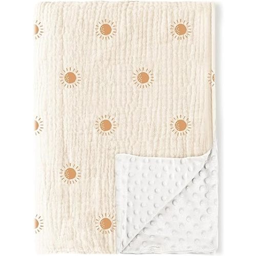 Amazon.com: Konssy Baby Blankets for Unisex Boys Girls, Super Soft Nursery Minky Blankets with Muslin Cotton Front and Dotted Fleece Backing, Printed Bed Throws Newborn(Warm Sun) : Baby