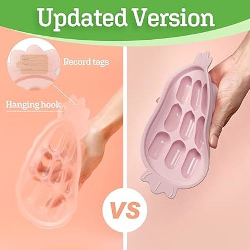 Haakaa Silicone Nibble Freezer Tray -Breastmilk Teething Popsicle Mold - Baby Fruit Food Feeder Teether Tray - Baby Food Maker - Ice Cube Tray - 4 Months+ Babies - BPA Free - Blush