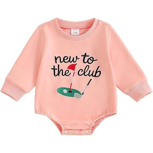 Newborn Baby Boy Girl Golf Clothes Funny Letter Sweatshirt Romper Golf Caddy Bodysuit Fall Winter Outfits