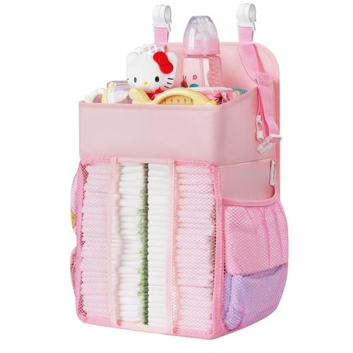 Maliton Hanging Diaper Caddy Nursery Caddy Organizer for Playard, Wall or Crib, Diaper Stacker with Baby Essentials Storage