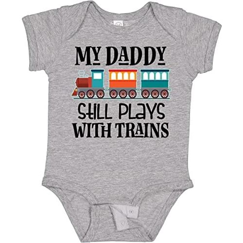 inktastic Daddy Still Plays with Trains Baby Bodysuit