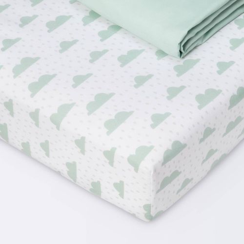 Fitted Crib Sheet - Cloud Island™ - Clouds/mint - 2pk