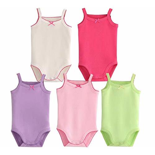 Girls Spaghetti Strap Bodysuit Sleeveless Tank Top Cotton One-Pieces Pack of Summer Baby Clothes Outfit