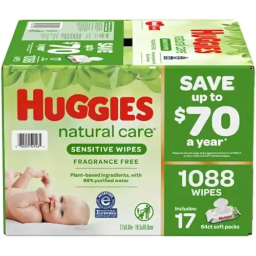 HUGGIES Natural Care Sensitive Baby Wipe Refill, Fragrance Free (1,088 Count)