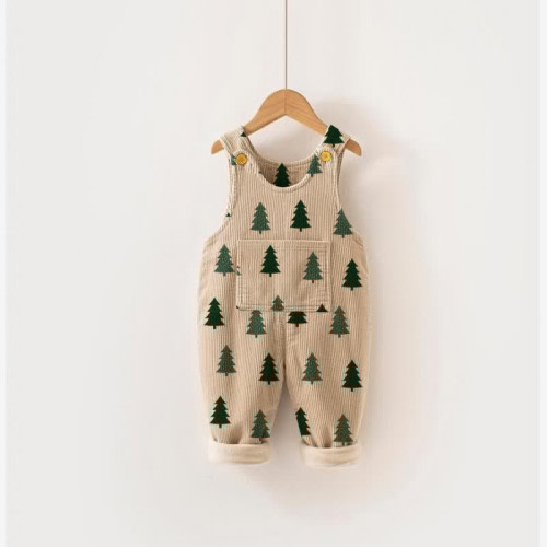 Baby Toddler Pine Tree Khaki Overalls