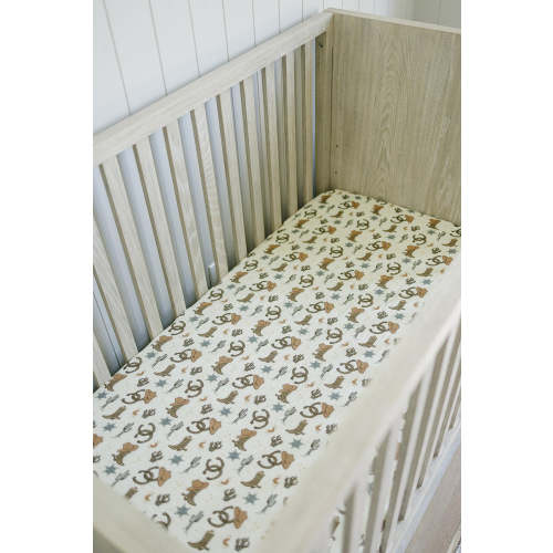 Mebie Baby Outlaw Cowboy Muslin Crib Sheet, 100% Cotton, Rodeo Collection, Neutral Colors, Gender Neutral, Baby Default Title