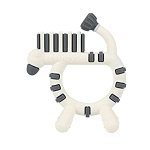 Nuby Geo Zoos Massaging Silicone Teether with Multiple Textures, 3m+, Zebra : Nuby