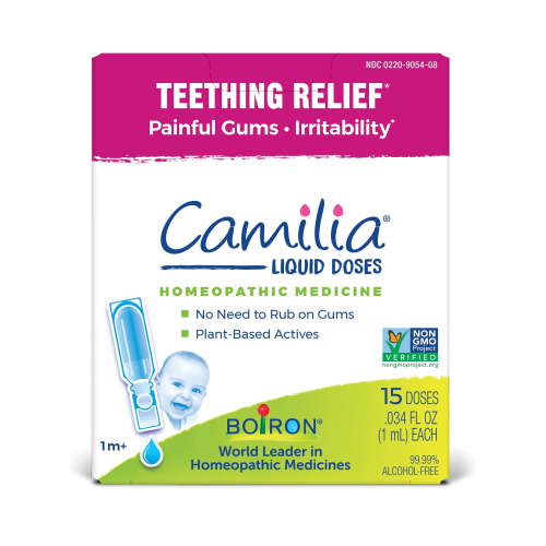 Boiron Camilia Teething Drops for Daytime and Nighttime Relief of Painful or Swollen Gums and Irritability in Babies, 15 Single Liquid Doses HSA/FSA Eligible
