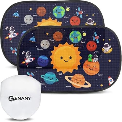 GENANY Space Planet Car Side Window Sun Shades 2 Piece 21 x 14 Inch