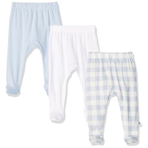 HonestBaby 3-Pack Footed Pants Roomy Fit Pull on Bottoms 100% Organic Cotton for Infant Baby Boys, Girls, Unisex