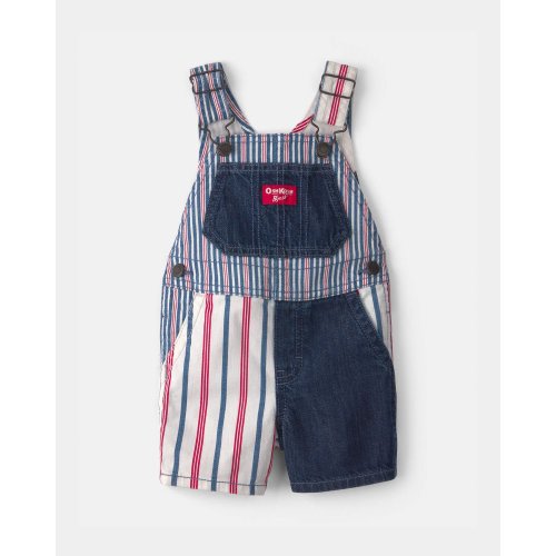 Baby Patchwork Striped Shortall - Red/White/Blue - OshKosh B'gosh | Carter's