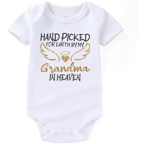 shlrzy handpicked for earth by my gandma grandpa in heaven pregnancy announcement for grandparents baby bodysuit
