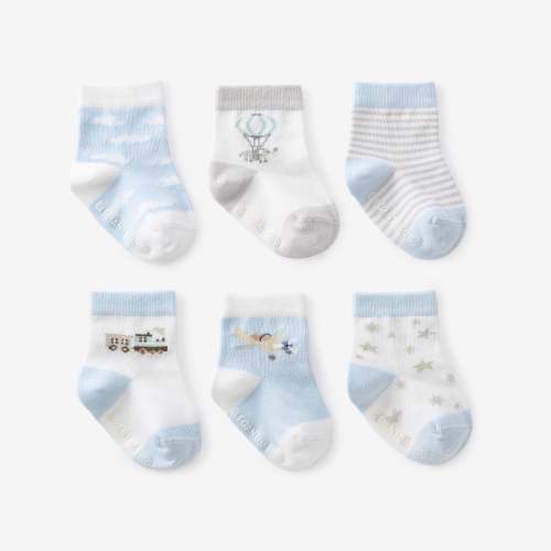 Up, Up & Away Socks Non Slip Baby Socks 6 pk – Elegant Baby