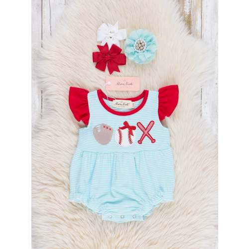 Batter Up Embroidered Ruffle Bubble