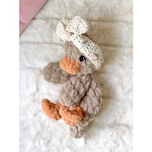 MADE TO ORDER- Mini Crochet Baby Della Duck - feat. Pink Rosebud Headband - Cottagecore