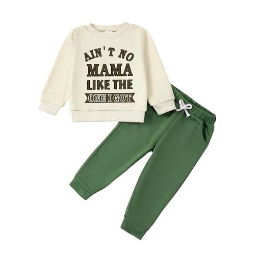 NZRVAWS Toddler Baby Boy Clothes Long Sleeve Pullover Sweatshirt Letter Top Jogger Pants Newborn Infant Boy Clothing Set