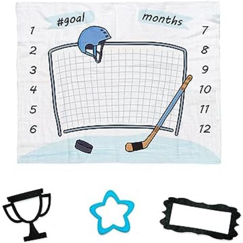 bok Baby Monthly Milestone Blanket - Hockey Sports - Baby Milestone Blanket, Baby Monthly Milestone Blanket for Girls and Boys, Baby Boy Gifts, Baby Girl Gifts - Great Gifts with Props (Hockey)