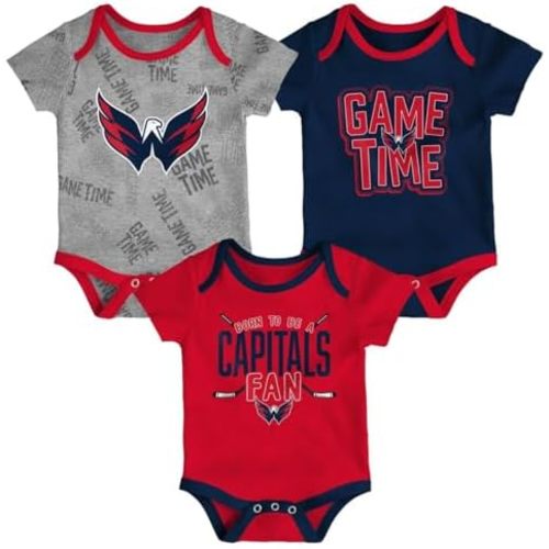 Outerstuff Washington Capitals 3-Pack Game Time Team Logo Newborn/Infant Baby Bodysuit Onesie